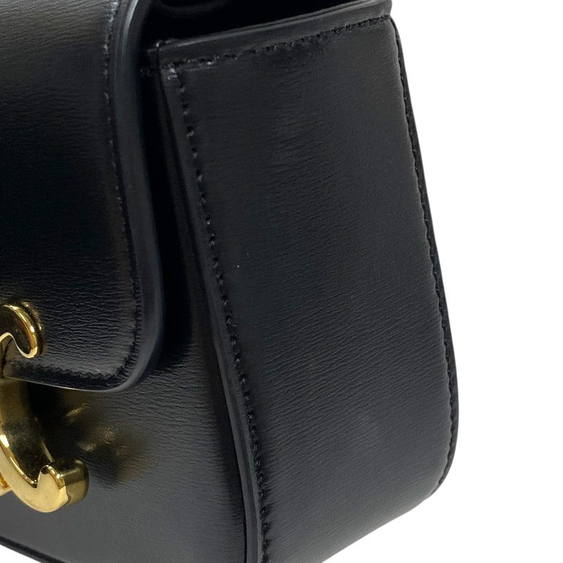 セリーヌ CELINE ミニ クロード 10I513 ブラック ゴールド金具 シャイニーカーフ レディース ショルダーバッグ