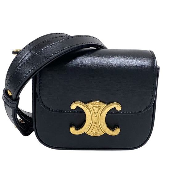 セリーヌ CELINE ミニ クロード 10I513 ブラック ゴールド金具 シャイニーカーフ レディース ショルダーバッグ セリーヌ CELINE ミニ クロード 10I513 ブラック ゴールド金具