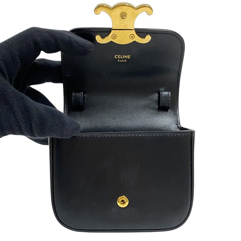 セリーヌ CELINE ミニ クロード 10I513 ブラック ゴールド金具 シャイニーカーフ レディース ショルダーバッグ