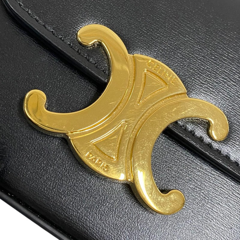 セリーヌ CELINE ミニ クロード 10I513 ブラック ゴールド金具 シャイニーカーフ レディース ショルダーバッグ