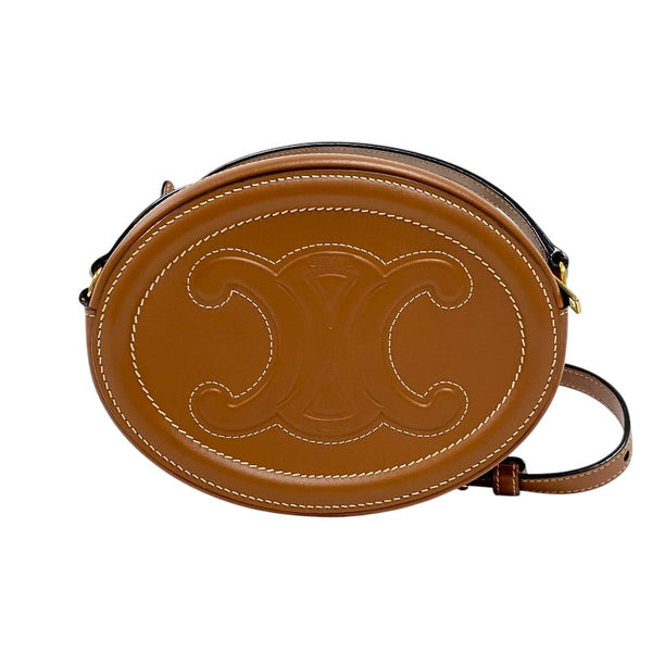 セリーヌ CELINE クロノボディ オーバルパース キュイル トリオンフ 10I703 タン スムースカーフ レディース ショルダーバッグ
