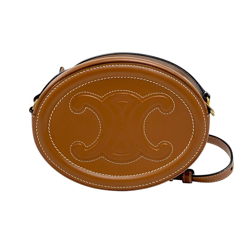 セリーヌ CELINE クロノボディ オーバルパース キュイル トリオンフ 10I703 タン スムースカーフ レディース ショルダーバッグ