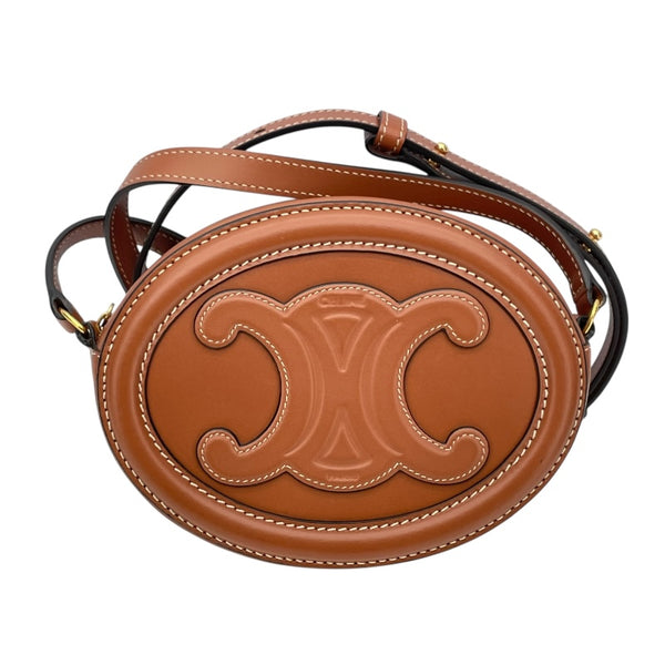 セリーヌ CELINE クロスボディオーバルパースキュイルトリオンフ 10F703 タン スムーススカーフ レディース ショルダーバッグ セリーヌ CELINE クロスボディオーバルパースキュイルトリオンフ