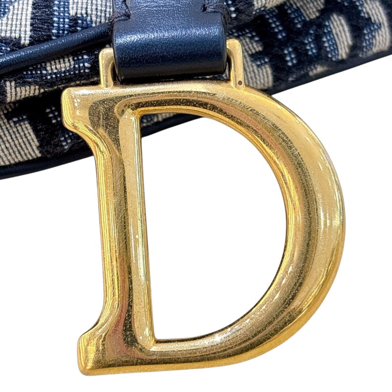 クリスチャン・ディオール Christian Dior サドルバッグ　ミニ M0456CTZQ ネイビー　ゴールド金具 キャンバス レディース ハンドバッグ