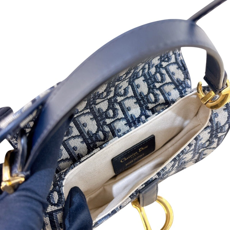 クリスチャン・ディオール Christian Dior サドルバッグ　ミニ M0456CTZQ ネイビー　ゴールド金具 キャンバス レディース ハンドバッグ