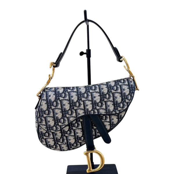 クリスチャン・ディオール Christian Dior サドルバッグ　ミニ M0456CTZQ ネイビー　ゴールド金具 キャンバス レディース ハンドバッグ