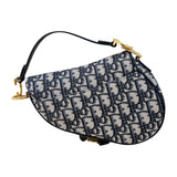 クリスチャン・ディオール Christian Dior サドルバッグ　ミニ M0456CTZQ ネイビー　ゴールド金具 キャンバス レディース ハンドバッグ