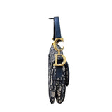 クリスチャン・ディオール Christian Dior サドルバッグ　ミニ M0456CTZQ ネイビー　ゴールド金具 キャンバス レディース ハンドバッグ