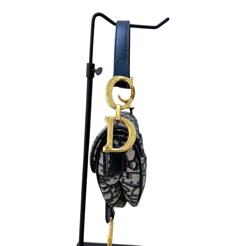 クリスチャン・ディオール Christian Dior サドルバッグ　ミニ M0456CTZQ ネイビー　ゴールド金具 キャンバス レディース ハンドバッグ