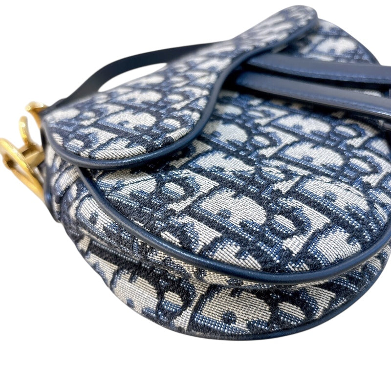 クリスチャン・ディオール Christian Dior サドルバッグ　ミニ M0456CTZQ ネイビー　ゴールド金具 キャンバス レディース ハンドバッグ