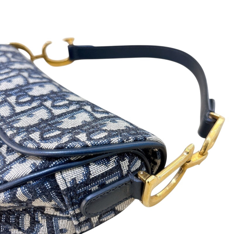 クリスチャン・ディオール Christian Dior サドルバッグ　ミニ M0456CTZQ ネイビー　ゴールド金具 キャンバス レディース ハンドバッグ