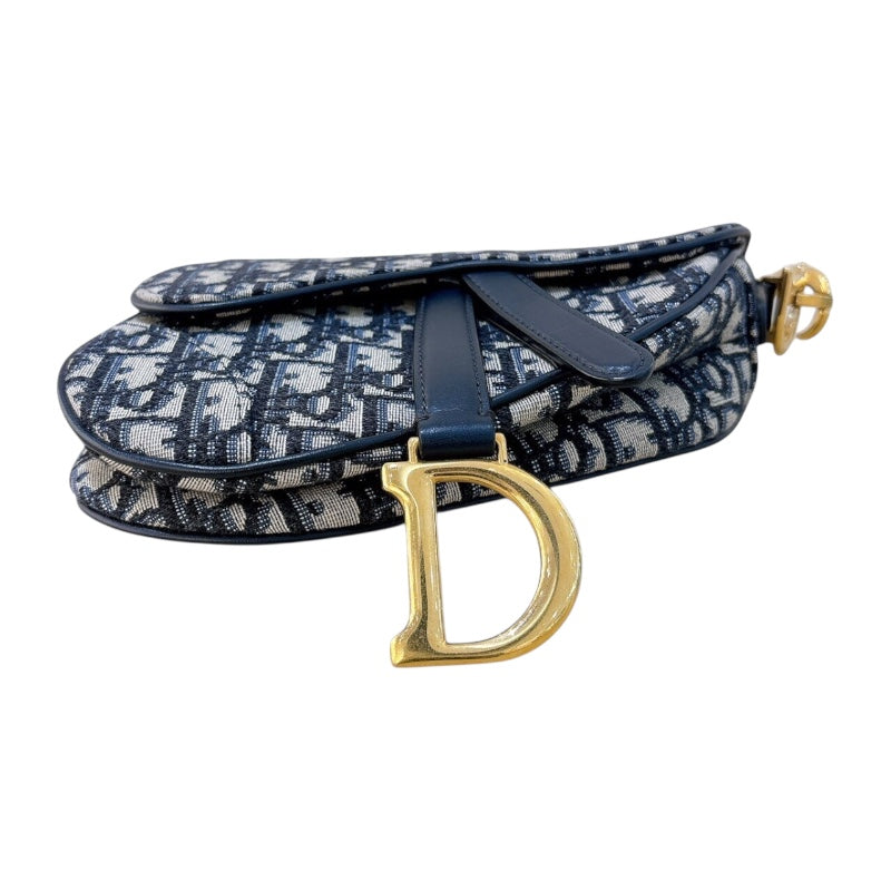 クリスチャン・ディオール Christian Dior サドルバッグ　ミニ M0456CTZQ ネイビー　ゴールド金具 キャンバス レディース ハンドバッグ