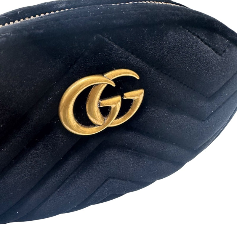 グッチ GUCCI GGマーモント　ウエストバッグ 476434 ブラック ベルベット レディース ボディバッグ