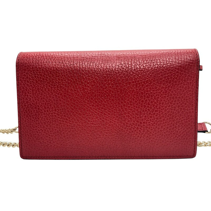 グッチ GUCCI インターロッキング Gチェーンウォレット 510314 レッド×GD金具 レザー/メタル レディース ショルダーバッグ