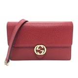 グッチ GUCCI インターロッキング Gチェーンウォレット 510314 レッド×GD金具 レザー/メタル レディース ショルダーバッグ