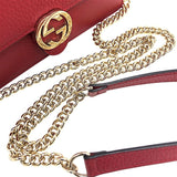 グッチ GUCCI インターロッキング Gチェーンウォレット 510314 レッド×GD金具 レザー/メタル レディース ショルダーバッグ
