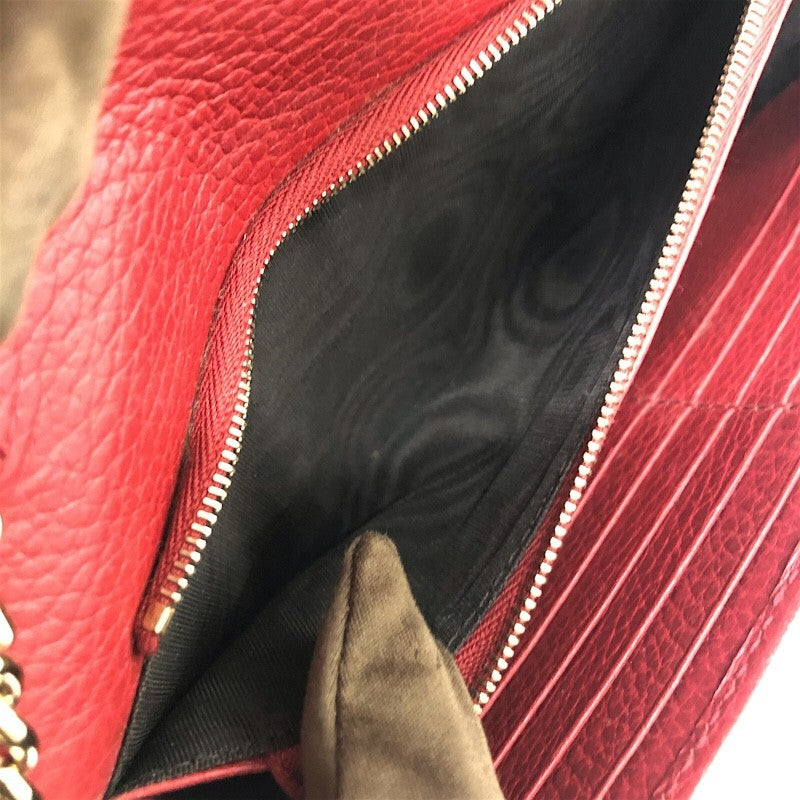 グッチ GUCCI インターロッキング Gチェーンウォレット 510314 レッド×GD金具 レザー/メタル レディース ショルダーバッグ