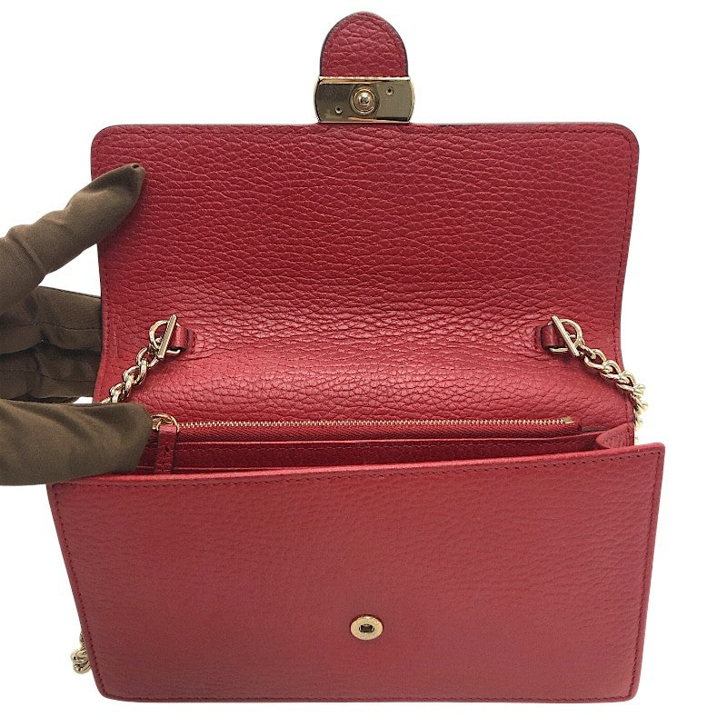グッチ GUCCI インターロッキング Gチェーンウォレット 510314 レッド×GD金具 レザー/メタル レディース ショルダーバッグ