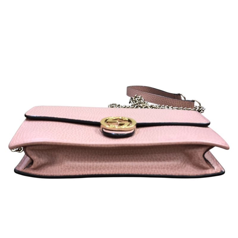 グッチ GUCCI インターロッキングG　チェーンウォレット 510314 ピンク　GD金具 レザー ユニセックス ショルダーバッグ