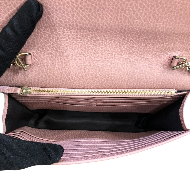 グッチ GUCCI インターロッキングG　チェーンウォレット 510314 ピンク　GD金具 レザー ユニセックス ショルダーバッグ