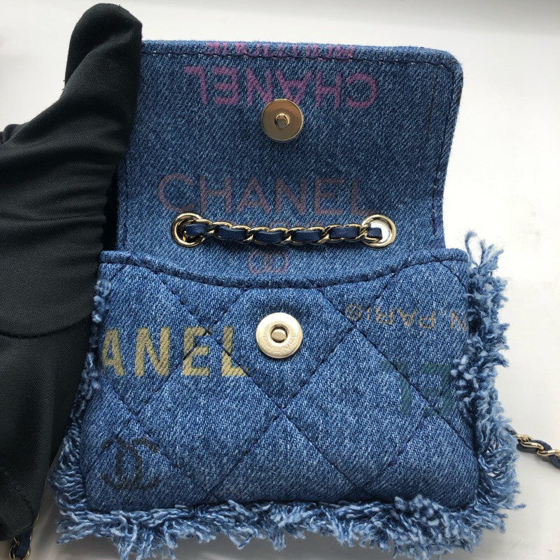 シャネル CHANEL デニムチェーンクラッチ AP2602 ブルー/GD金具 デニム