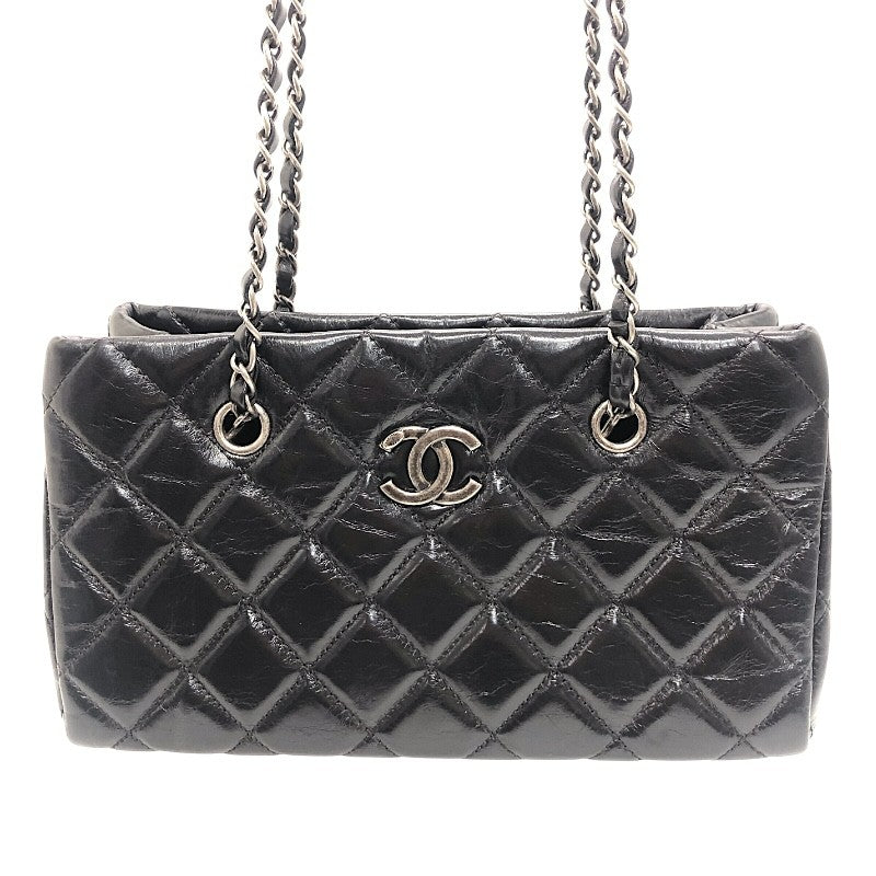シャネル CHANEL マトラッセ チェーン トートバッグ 20440567 ブラック×SV金具 エイジドカーフ レディース ショルダーバッグ