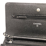 シャネル CHANEL マトラッセ チェーンウォレット A33814 ブラック×SV金具 キャビアスキン レディース ウォレットチェーン
