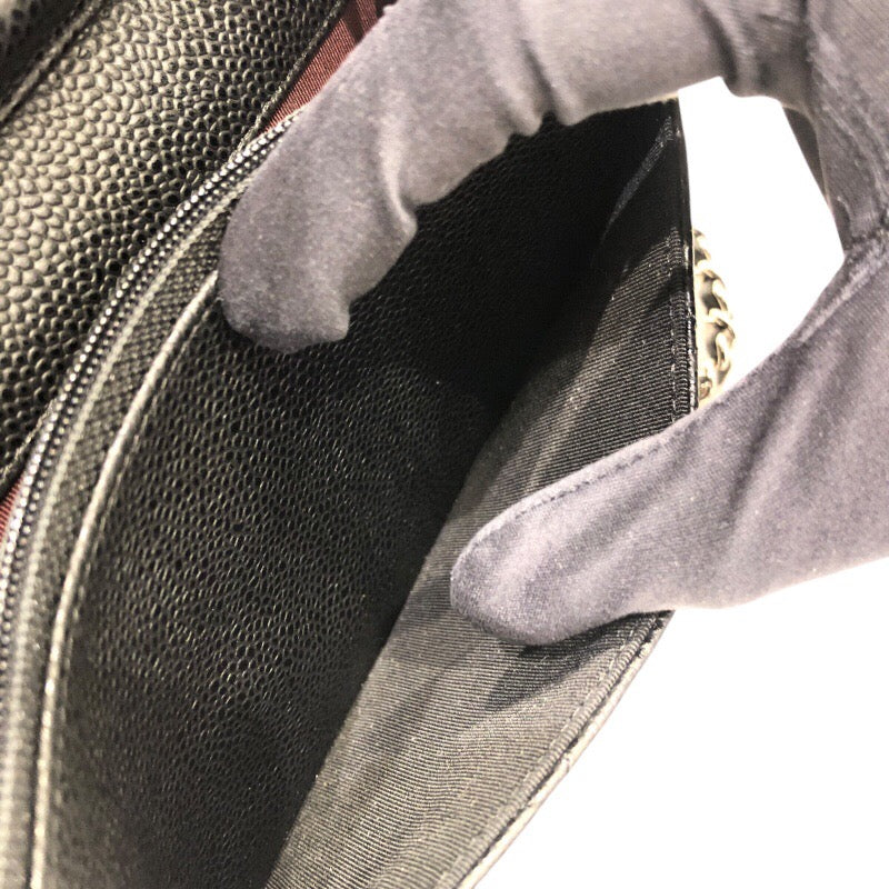 シャネル CHANEL マトラッセ チェーンウォレット A33814 ブラック×SV金具 キャビアスキン レディース ウォレットチェーン