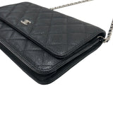 シャネル CHANEL マトラッセ チェーンウォレット A33814 ブラック×SV金具 キャビアスキン レディース ウォレットチェーン