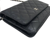 シャネル CHANEL マトラッセ チェーンウォレット A33814 ブラック×SV金具 キャビアスキン レディース ウォレットチェーン