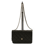 シャネル CHANEL マトラッセ チェーンウォレット A33814 ブラック×SV金具 キャビアスキン レディース ウォレットチェーン