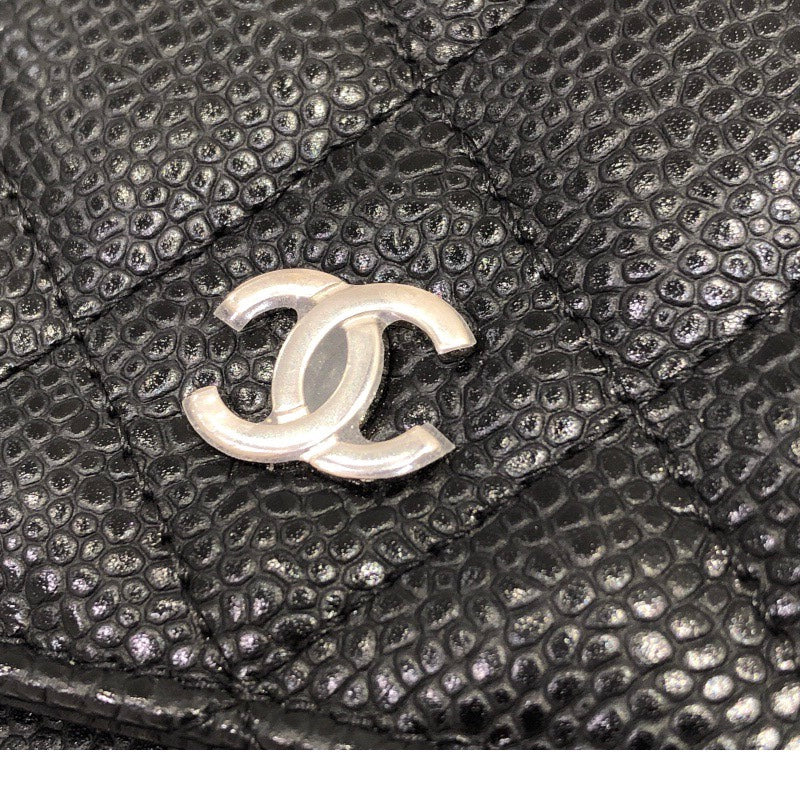シャネル CHANEL マトラッセ チェーンウォレット A33814 ブラック×SV金具 キャビアスキン レディース ウォレットチェーン