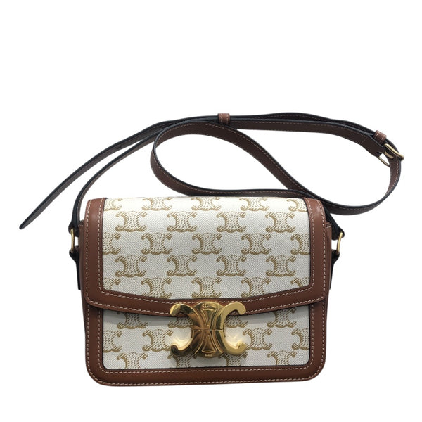 セリーヌ CELINE ティーントリオンフバッグ 188882 ホワイト トリオンフキャンバス・カーフスキン レディース ショルダーバッグ