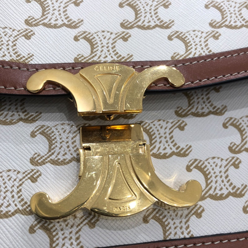 セリーヌ CELINE ティーントリオンフバッグ 188882 ホワイト トリオンフキャンバス・カーフスキン レディース ショルダーバッグ