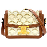 セリーヌ CELINE ティーントリオンフ バッグ 188882 ホワイト×タン ゴールド金具 トリオンフキャンバス レディース ショルダーバッグ