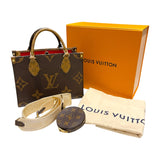 ルイ・ヴィトン LOUIS VUITTON オンザゴーPM M46373 ブラウン モノグラム・ジャイアント・リバース レディース ハンドバッグ