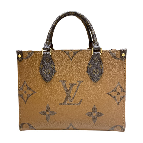 ルイ・ヴィトン LOUIS VUITTON オンザゴーPM M46373 ブラウン モノグラム・ジャイアント・リバース レディース ハンドバッグ