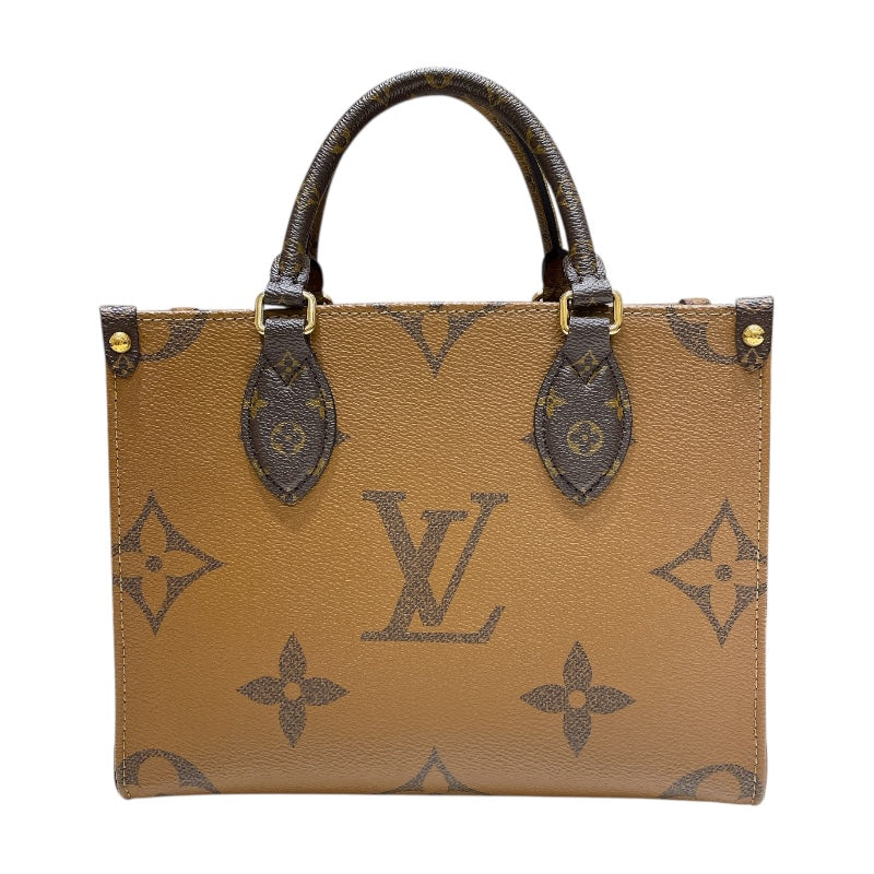 ルイ・ヴィトン LOUIS VUITTON オンザゴーPM M46373 ブラウン モノグラム・ジャイアント・リバース レディース ハンドバッグ