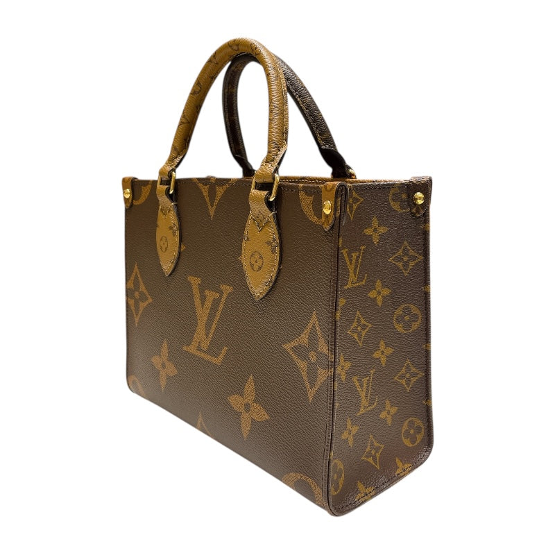 ルイ・ヴィトン LOUIS VUITTON オンザゴーPM M46373 ブラウン モノグラム・ジャイアント・リバース レディース ハンドバッグ