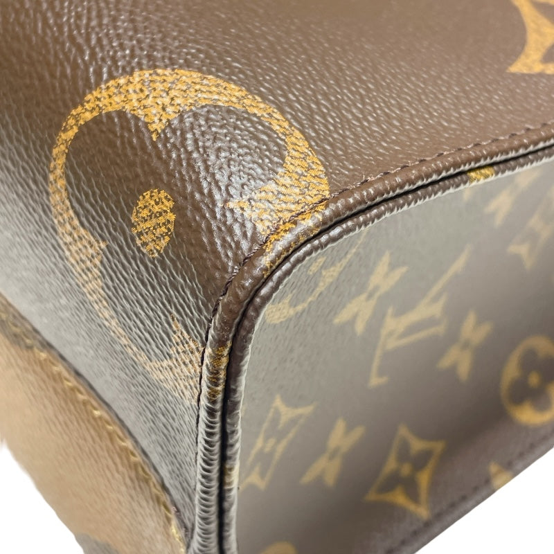 ルイ・ヴィトン LOUIS VUITTON オンザゴーPM M46373 ブラウン モノグラム・ジャイアント・リバース レディース ハンドバッグ