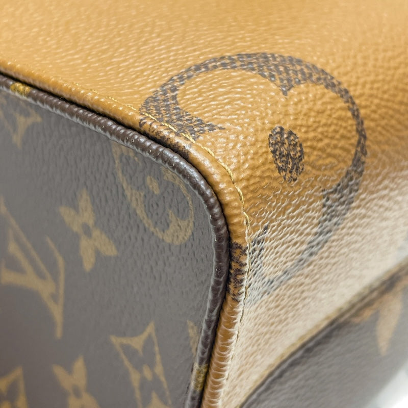 ルイ・ヴィトン LOUIS VUITTON オンザゴーPM M46373 ブラウン モノグラム・ジャイアント・リバース レディース ハンドバッグ