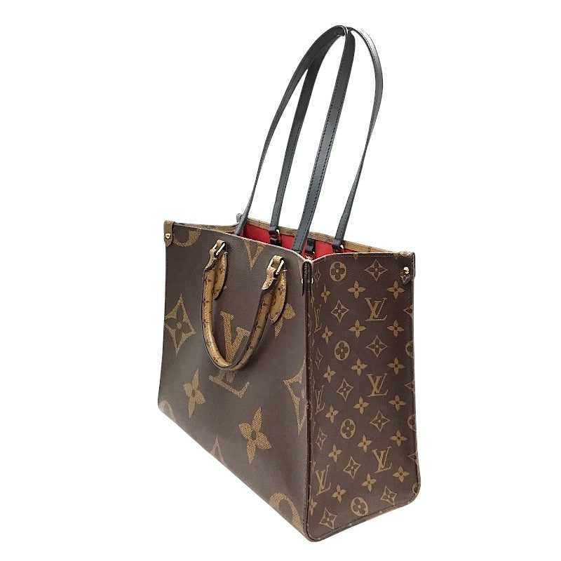 ルイ・ヴィトン LOUIS VUITTON オンザゴーMM M45321 ブラウン モノグラムジャイアントリバース レディース トートバッグ