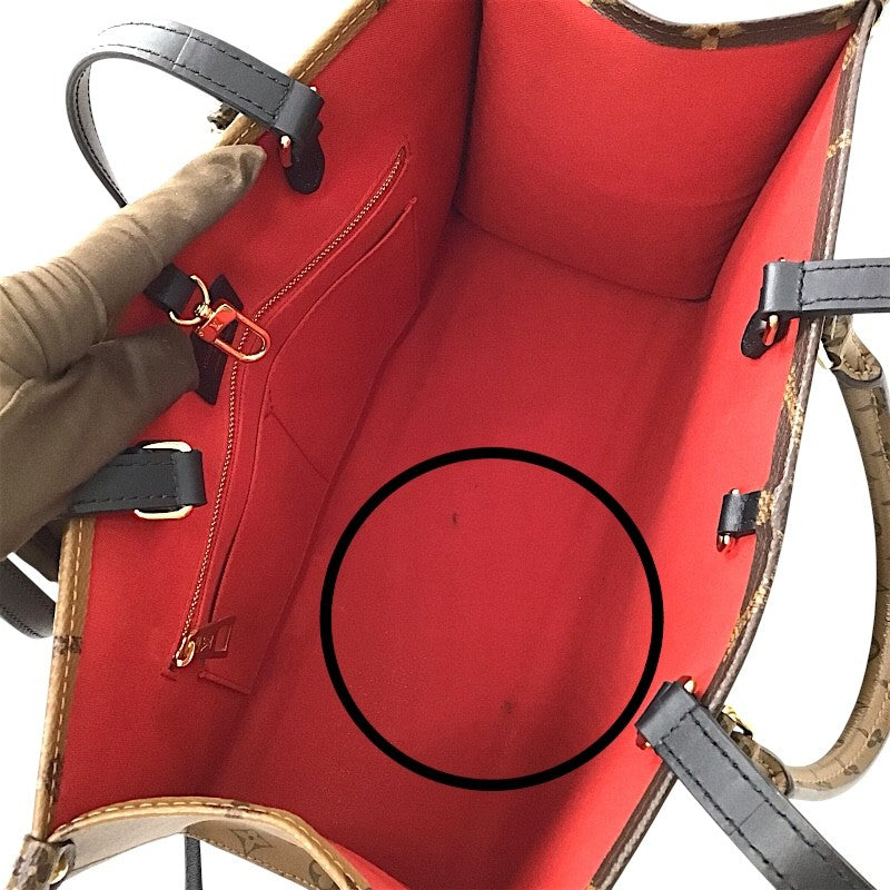 ルイ・ヴィトン LOUIS VUITTON オンザゴーMM M45321 ブラウン モノグラムジャイアントリバース レディース トートバッグ