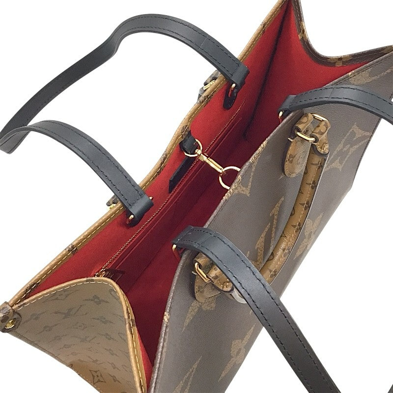 ルイ・ヴィトン LOUIS VUITTON オンザゴーMM M45321 ブラウン モノグラムジャイアントリバース レディース トートバッグ