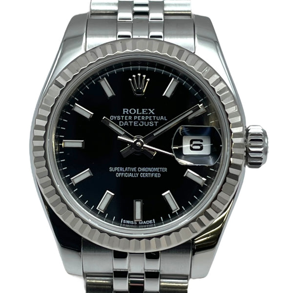 ロレックス ROLEX デイトジャスト26 179174 ブラック WG/SS 自動巻き レディース 腕時計