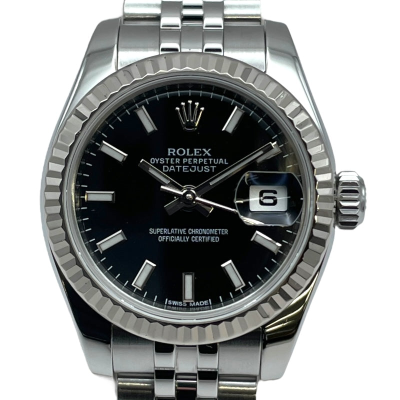 ロレックス ROLEX デイトジャスト26 179174 ブラック WG/SS 自動巻き レディース 腕時計