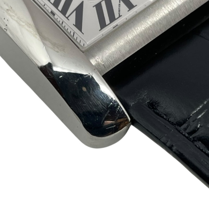カルティエ Cartier タンクMC クロノグラフ W5330007 ホワイト SS/革ベルト（社外品） 自動巻き メンズ 腕時計