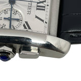 カルティエ Cartier タンクMC クロノグラフ W5330007 ホワイト SS/革ベルト（社外品） 自動巻き メンズ 腕時計