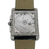 カルティエ Cartier タンクMC クロノグラフ W5330007 ホワイト SS/革ベルト（社外品） 自動巻き メンズ 腕時計