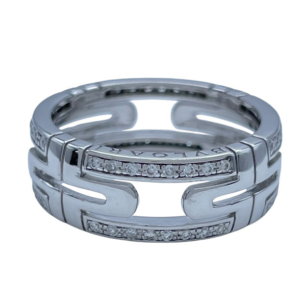 ブルガリ BVLGARI パレンテシオープンワークダイヤリング ホワイトゴールド K18WG ジュエリー